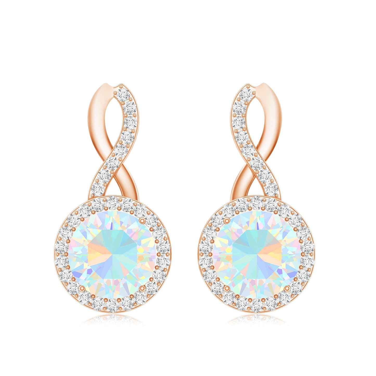 1 Carat Ethiopian Opal and Diamond Infinity Stud Earrings