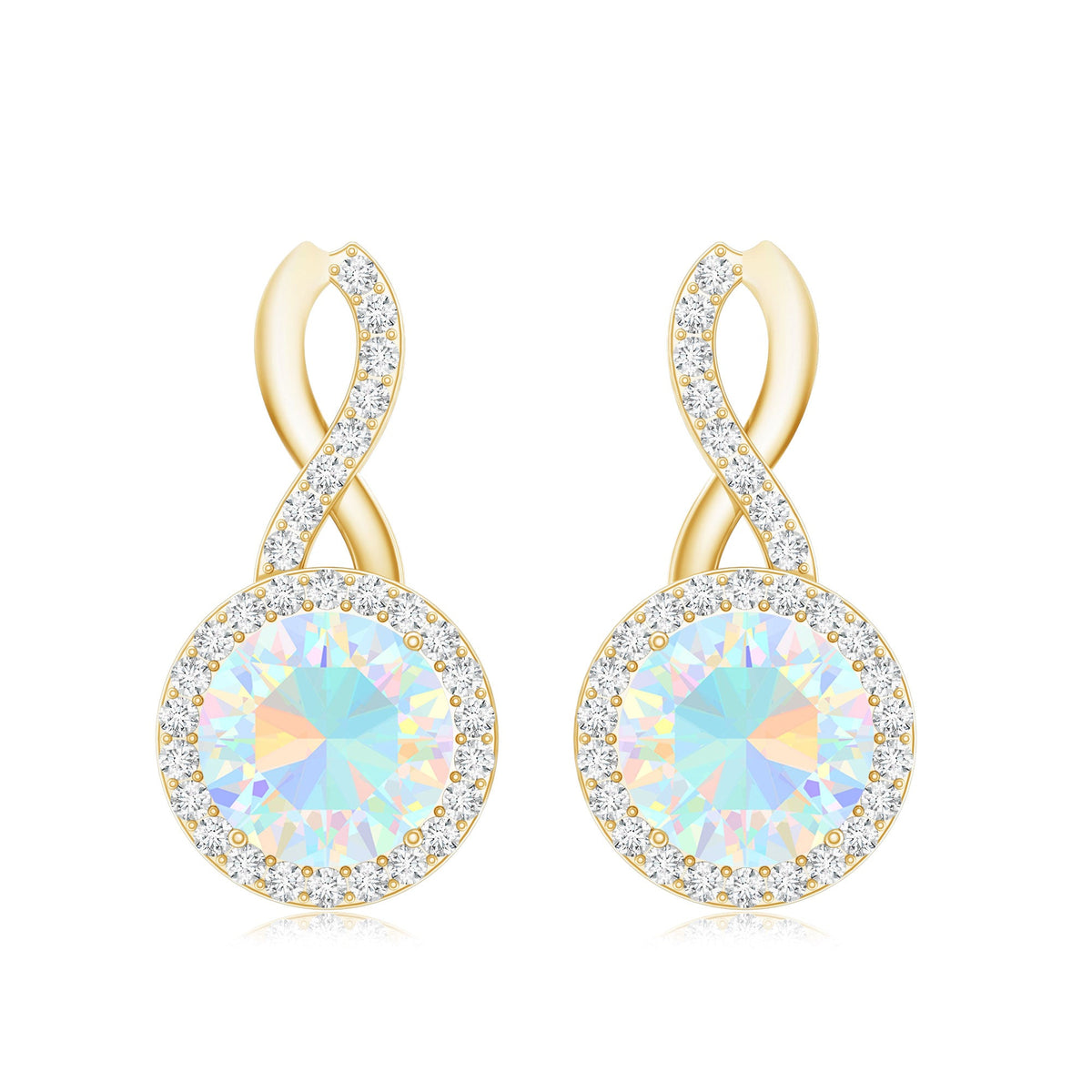 1 Carat Ethiopian Opal and Diamond Infinity Stud Earrings