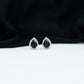 2 Carat Pear Cut Black Onyx and Diamond Halo Stud Earrings