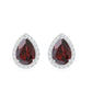 Natural 1.7 Carat Garnet Teardrop Stud Earrings with Diamond Halo