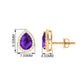 Classic Pear Shape Amethyst Teardrop Earrings with Diamond Halo