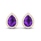 Classic Pear Shape Amethyst Teardrop Earrings with Diamond Halo
