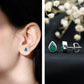 Genuine Emerald Teardrop Stud Earrings in Bezel Setting