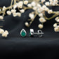Genuine Emerald Teardrop Stud Earrings in Bezel Setting