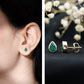 Genuine Emerald Teardrop Stud Earrings in Bezel Setting