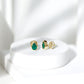 Genuine Emerald Teardrop Stud Earrings in Bezel Setting