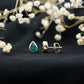 Genuine Emerald Teardrop Stud Earrings in Bezel Setting
