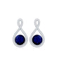 0.8 Carat Round Cut Blue Sapphire Solitaire Infinity Stud Earrings