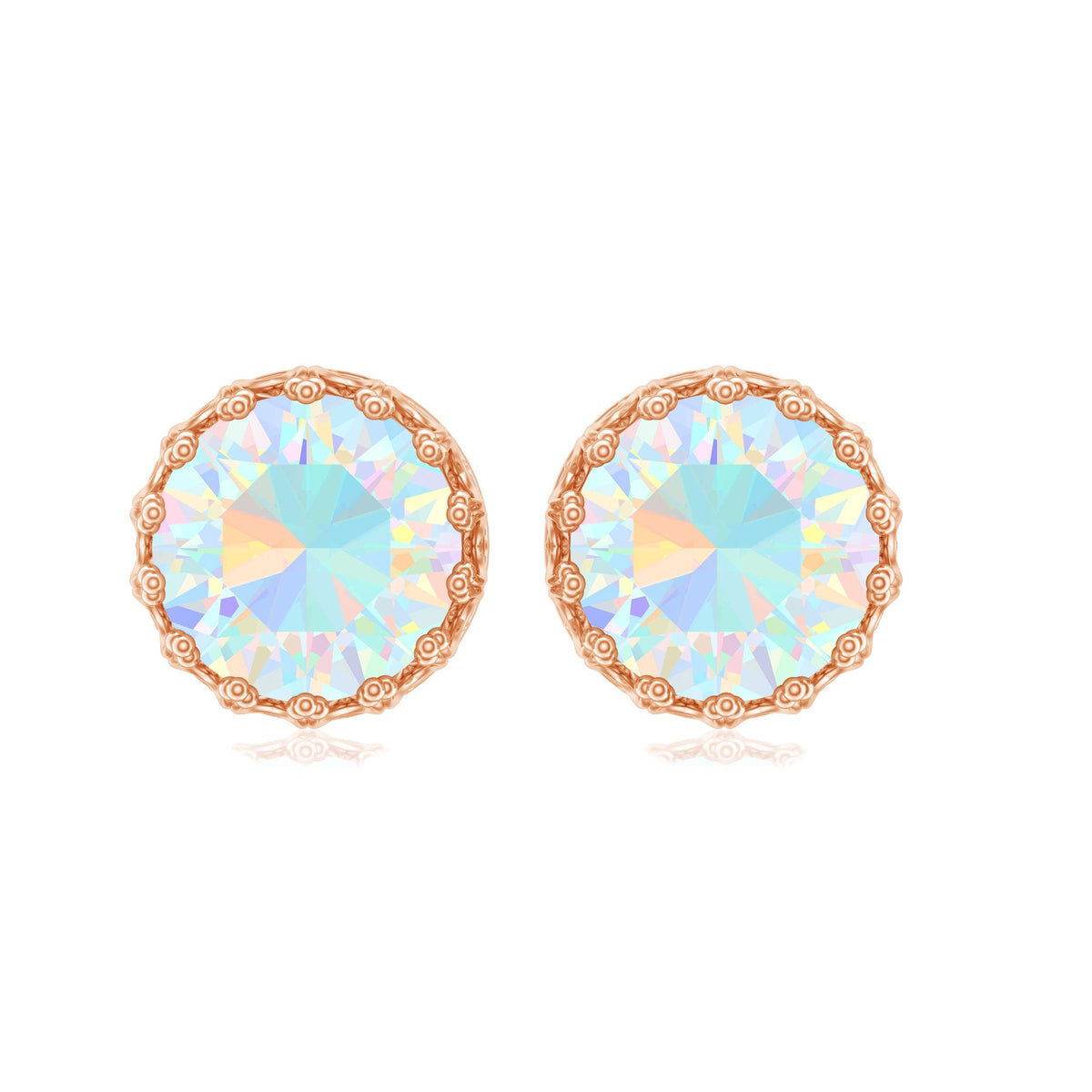 Real Ethiopian Opal Crown Stud Earrings with Certificate