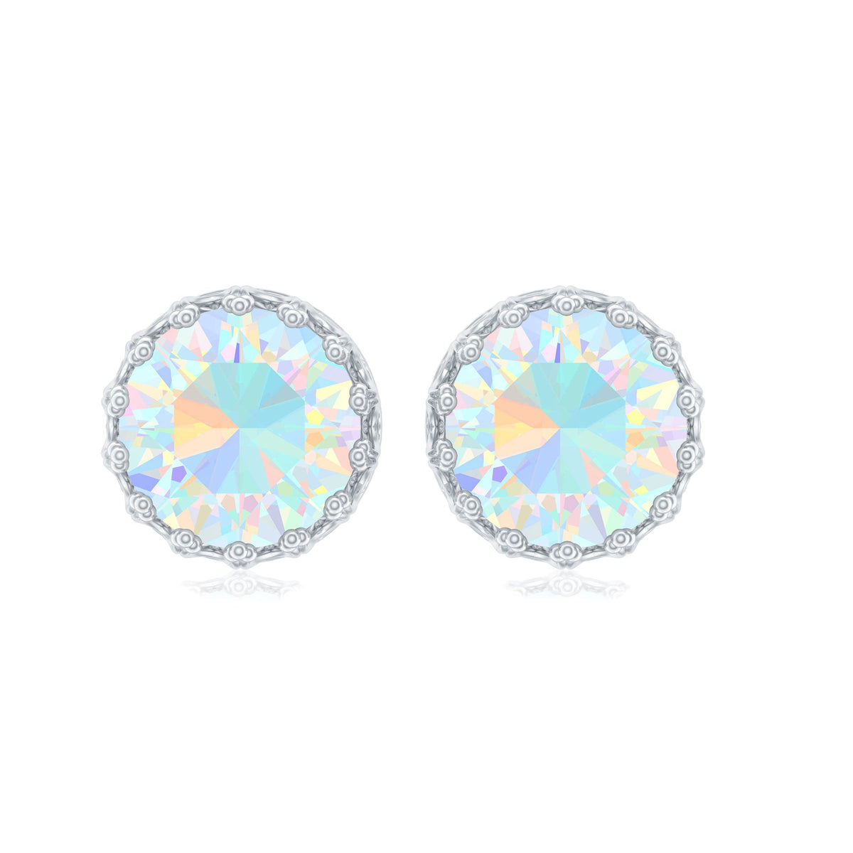 Real Ethiopian Opal Crown Stud Earrings with Certificate