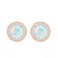 1.6 Carat Round Ethiopian Opal and Diamond Halo Stud Earrings