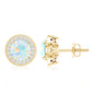 1.6 Carat Round Ethiopian Opal and Diamond Halo Stud Earrings
