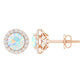 Natural Ethiopian Opal and Moissanite Halo Stud Earrings