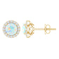 Natural Ethiopian Opal and Moissanite Halo Stud Earrings
