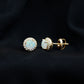 Natural Ethiopian Opal and Moissanite Halo Stud Earrings