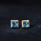 2 Carat Princess Cut London Blue Topaz Stud Earrings