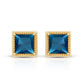 2 Carat Princess Cut London Blue Topaz Stud Earrings