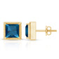 2 Carat Princess Cut London Blue Topaz Stud Earrings