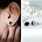 2 Carat Oval Cut Black Onyx Stud Earrings with Moissanite Halo