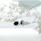 2 Carat Oval Cut Black Onyx Stud Earrings with Moissanite Halo