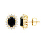 2 Carat Oval Cut Black Onyx Stud Earrings with Moissanite Halo