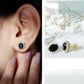 2 Carat Oval Cut Black Onyx Stud Earrings with Moissanite Halo