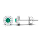Minimalist Emerald and Diamond Halo Stud Earrings