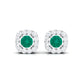 Minimalist Emerald and Diamond Halo Stud Earrings