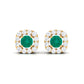 Minimalist Emerald and Diamond Halo Stud Earrings
