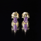 Natural Oval Amethyst Turtle Stud Earrings for Women