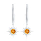 Natural Citrine Sunburst Drop Hoop Earrings