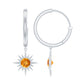 Natural Citrine Sunburst Drop Hoop Earrings