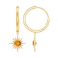 Natural Citrine Sunburst Drop Hoop Earrings