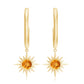 Natural Citrine Sunburst Drop Hoop Earrings