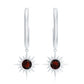 Real Garnet Sunburst Drop Hoop Earring for Women