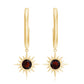 Real Garnet Sunburst Drop Hoop Earring for Women