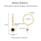Natural Black Spinel Sunburst Drop Hoop Earrings