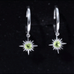 Round Shape 1 Carat Peridot Sunburst Hoop Drop Earrings For Women