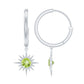 Round Shape 1 Carat Peridot Sunburst Hoop Drop Earrings For Women