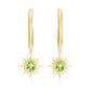 Round Shape 1 Carat Peridot Sunburst Hoop Drop Earrings For Women