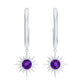 Natural Amethyst Sunburst Hoop Drop Earrings with Certificate