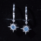 0.5 Carat Aquamarine Sunburst Hoop Earrings For Women