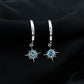 0.5 Carat Aquamarine Sunburst Hoop Earrings For Women