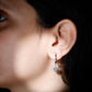 0.5 Carat Aquamarine Sunburst Hoop Earrings For Women