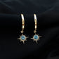 0.5 Carat Aquamarine Sunburst Hoop Earrings For Women