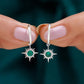 Pendientes argolla con forma de sol en esmeralda auténtica y certificado
