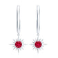 Lab Created Ruby Hoop Drop Earrings With Certificate