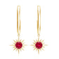 Lab Created Ruby Hoop Drop Earrings With Certificate