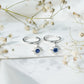 Bezel Set Blue Sapphire Sunburst Drop Hoop Earrings