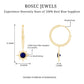 Bezel Set Blue Sapphire Sunburst Drop Hoop Earrings